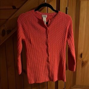 L.L. Bean Women's Coral Cable Knit Sweater